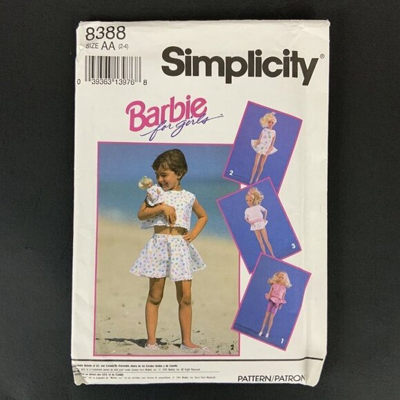 Simplicity 8388 Barbie Girls & Doll Matching Outfits Sz 2-4 Sewing Pattern UNCUT - Picture 1 of 3